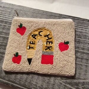 Beaded Teacher Zip Pouch